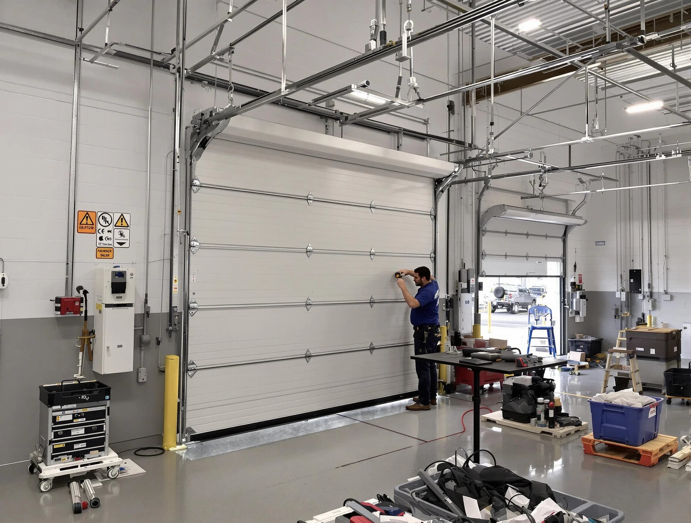 Commercial garage door repair being performed by Heber Garage Door Repair expert in Heber