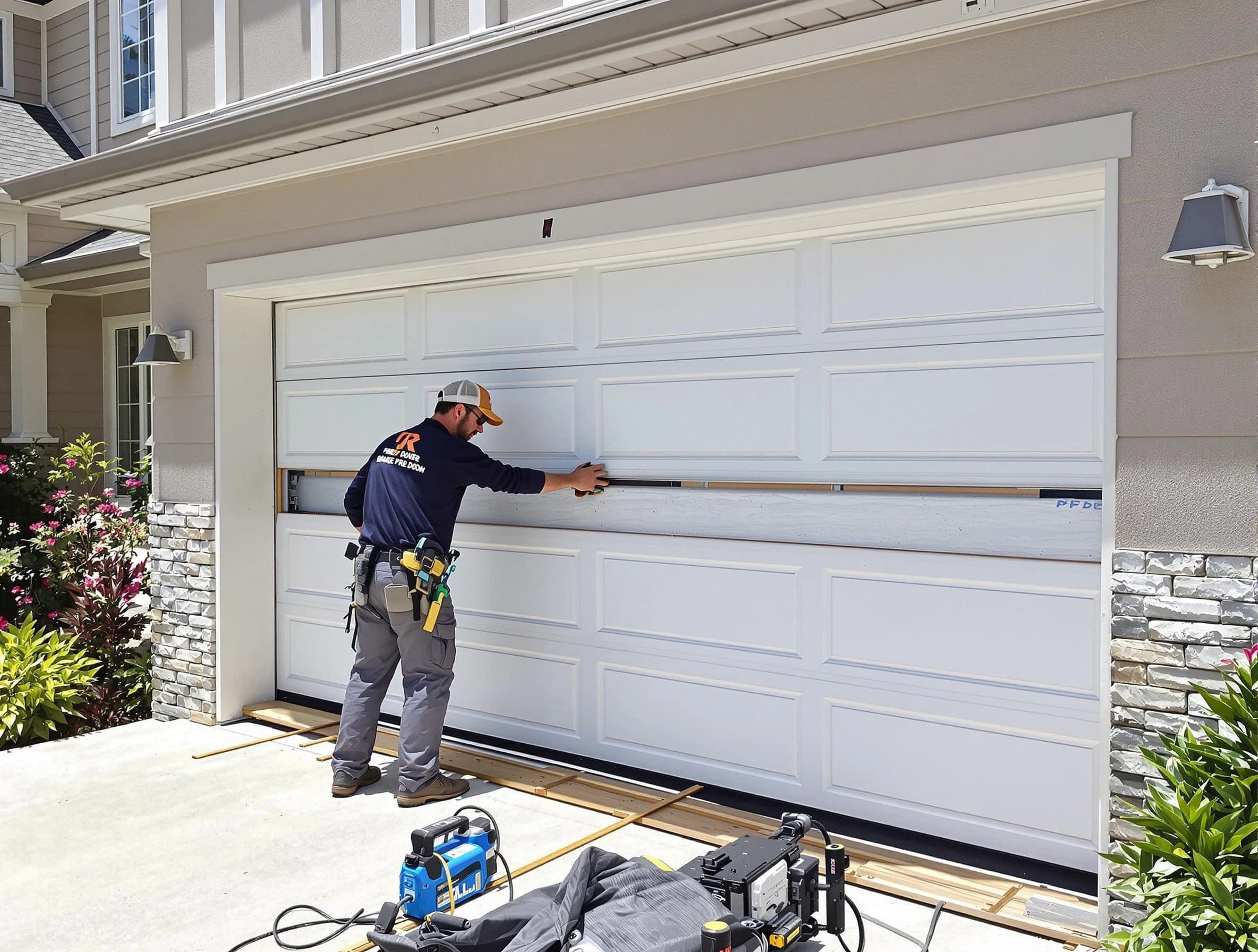Heber Garage Door Repair team performing complete garage door replacement at Heber residence