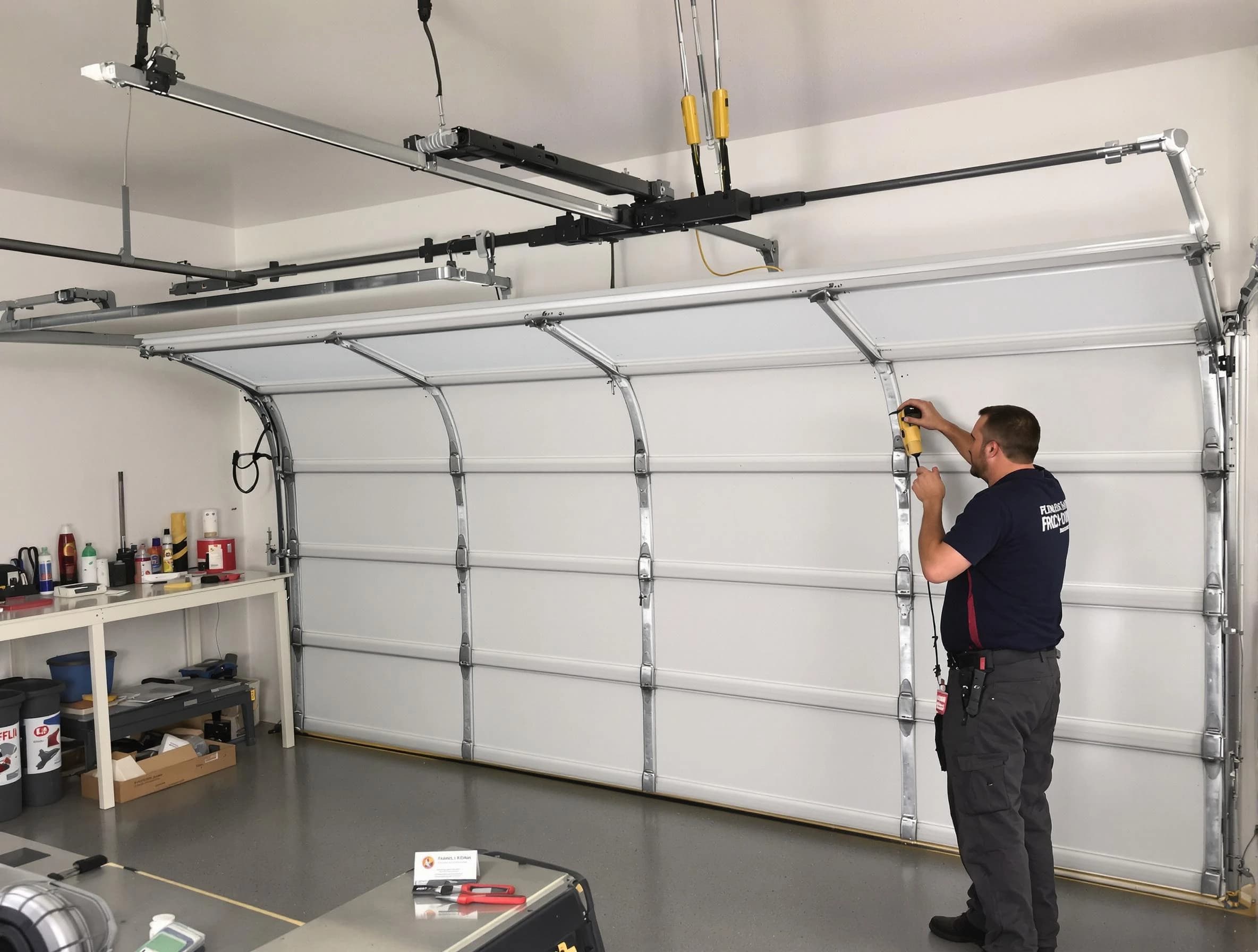 Heber Garage Door Repair certified technician performing overhead door system repair in Heber