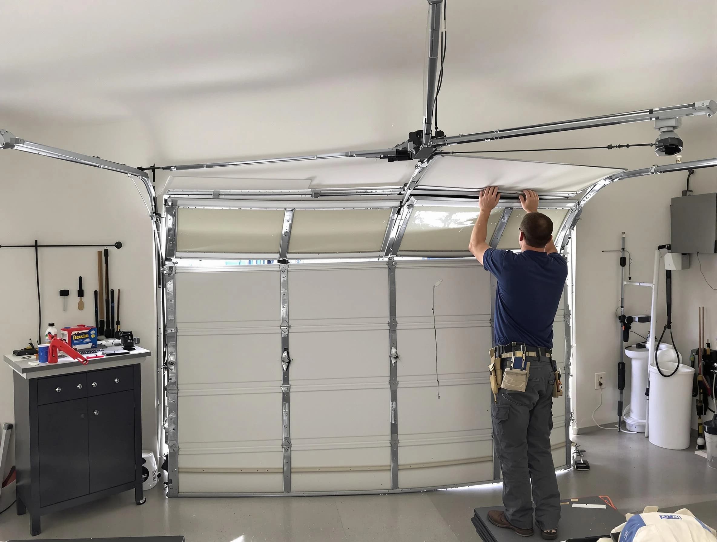 Heber Garage Door Repair specialist performing precise section replacement on Heber garage door