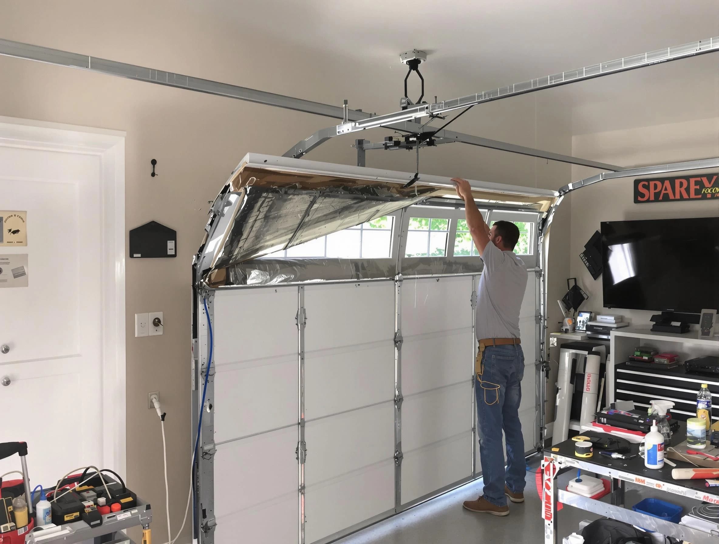 Garage door section replacement by Heber Garage Door Repair in Heber