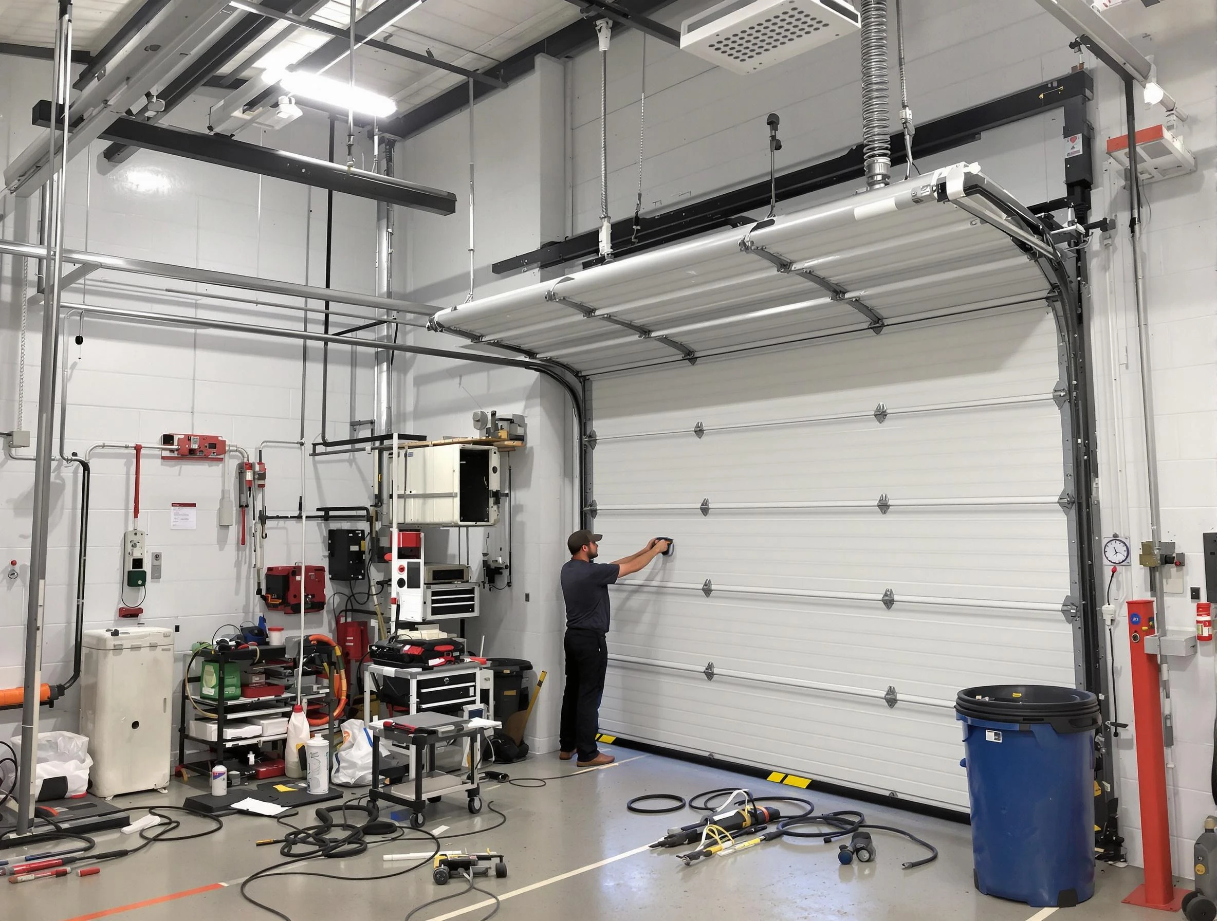 Heber Garage Door Repair certified technician performing commercial door repair at a Heber business facility