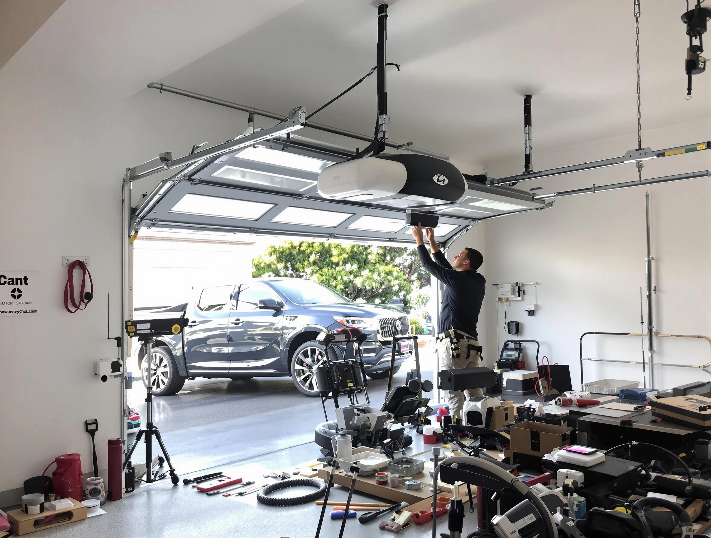 Heber Garage Door Repair specialist installing smart garage door opener system in Heber home