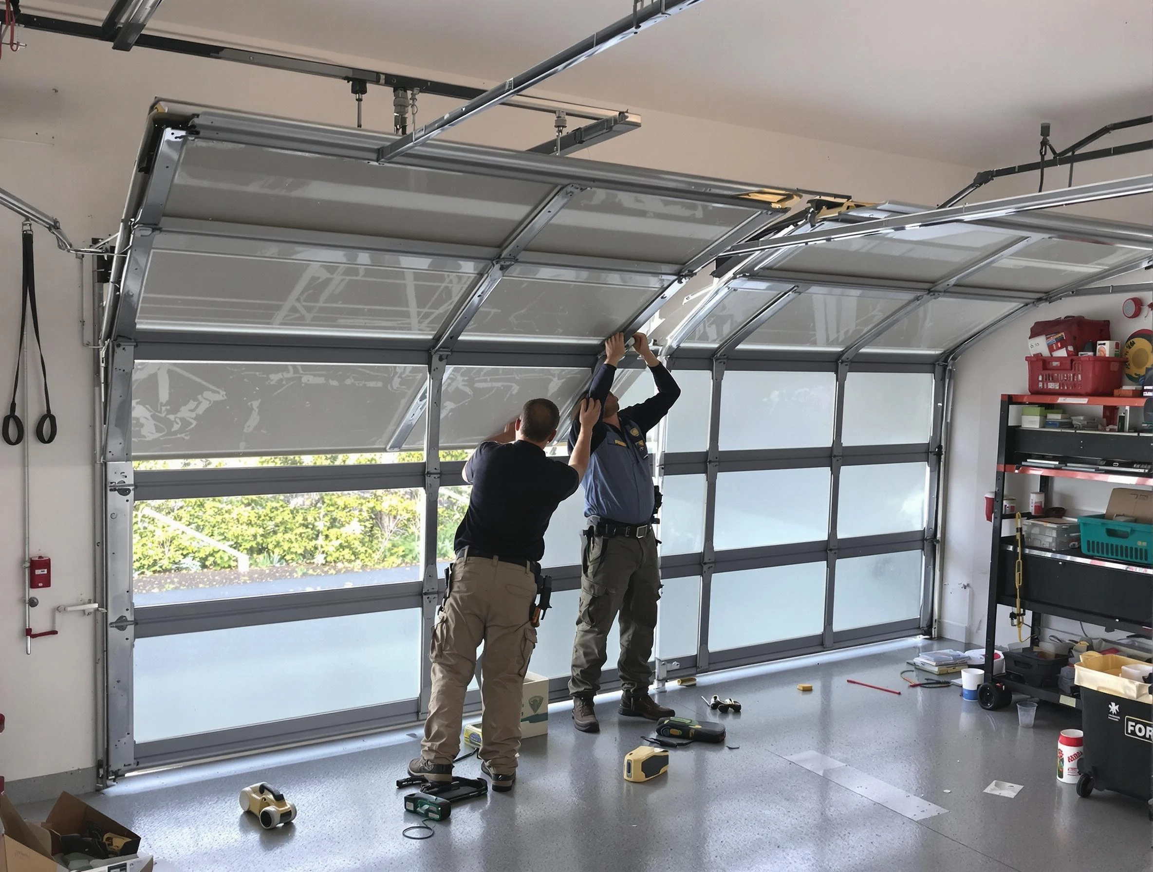 Heber Garage Door Repair expert performing precise panel replacement on Heber garage door
