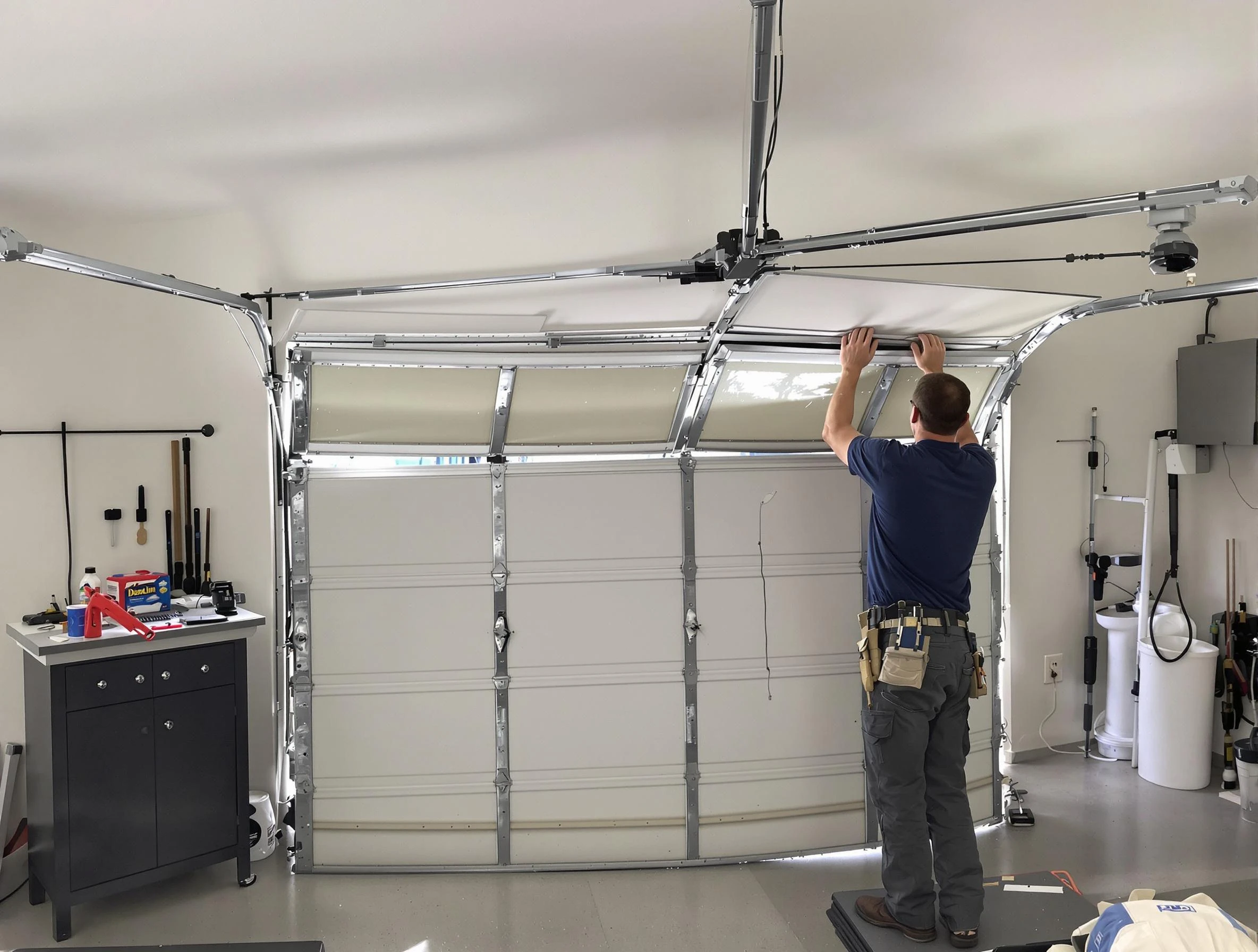 Heber Garage Door Repair specialist performing precise section replacement on Heber garage door